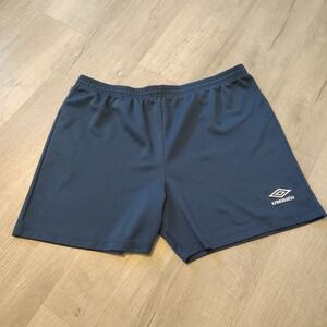 VTG Umbro Shorts Large Navy Blue Polyester Soccer 5 inseam